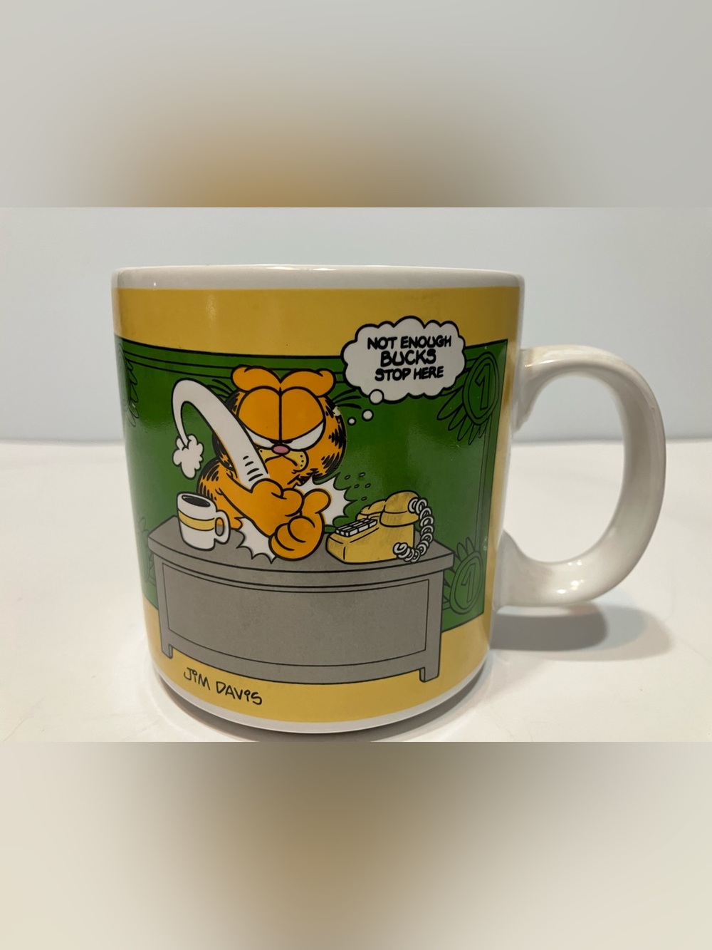 Vintage 1978 Enesco Garfield Coffee Mug Not Enough BUCKS Stop Here Jim Davis